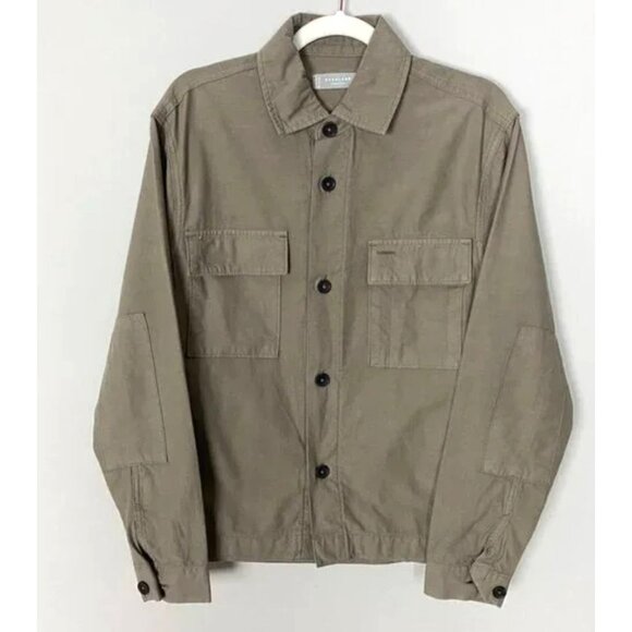 EVERLANE Everyone Unisex Organic Cotton Utility Spring Shirt Jacket Taupe Size L - Picture 10 of 15